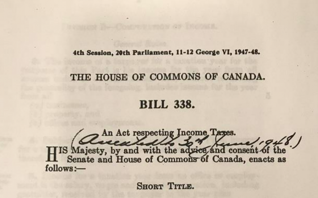 1948: Income Tax Act, created as an order-in-council