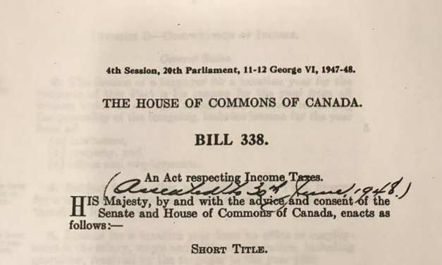 1948: Income Tax Act, created as an order-in-council